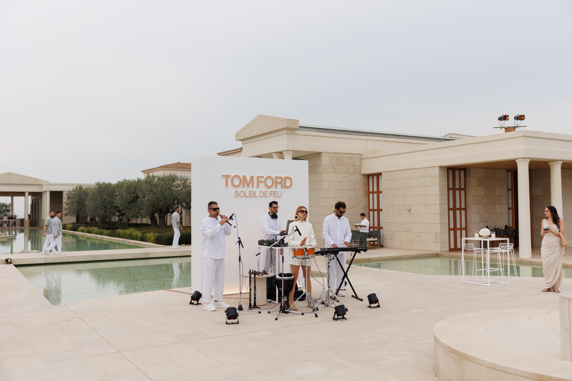 Constantin Nasiri & The Band performing at the Tom Ford Soleil de Feu event at Amanzoe